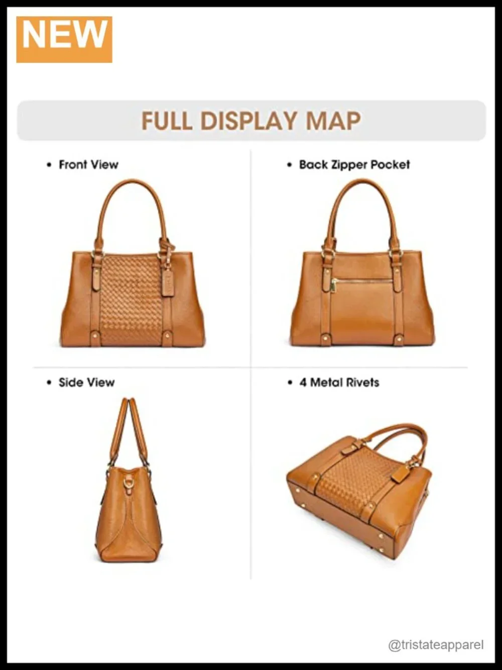 Genuine Leather Satchel Hobo Crossbody Bag Tote Shoulder with Woven Design